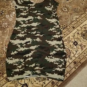Cute, super soft, camo t-shirt midi dress
